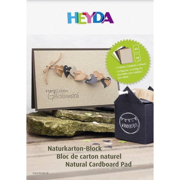 Blok met natuurlijk papier A4 - 5 kleuren 20 pagina\\\'s