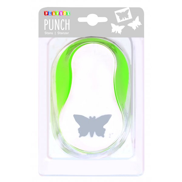 Punch vlinder 5 cm - Groen/wit Punch vlinder 5 cm - Groen/wit