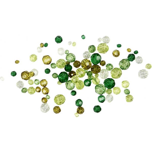 Harmony kunststof facetkralen - gemengd - groen - 45 gr Harmony kunststof facetkralen - gemengd - groen - 45 gr