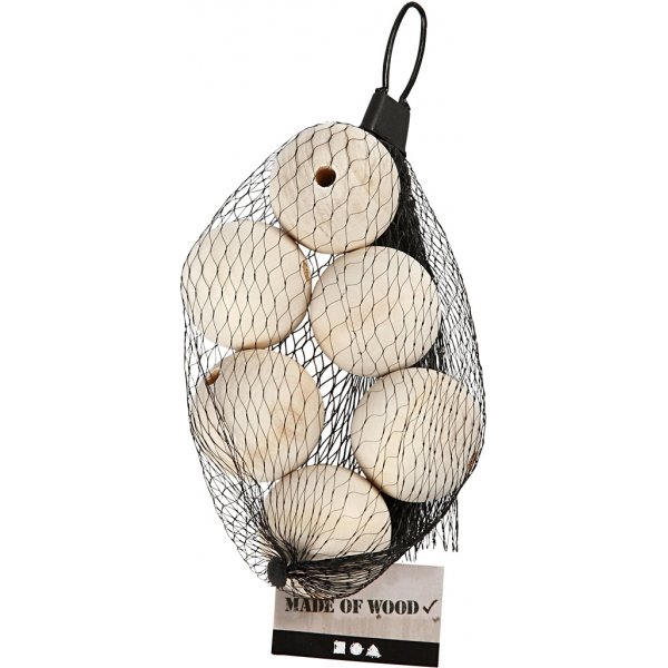 Houten kralen - Ø40 mm - 6 st Houten kralen - Ø40 mm - 6 st
