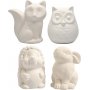 Spaardier - wit - uil - vos - egel - haas - 4 st