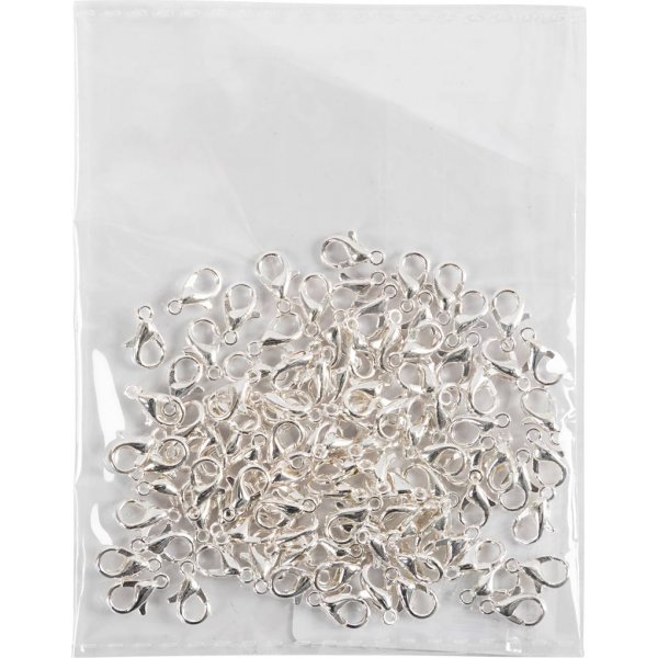 Karabijnhaak - verzilverd - 100 st Karabijnhaak - verzilverd - 100 st