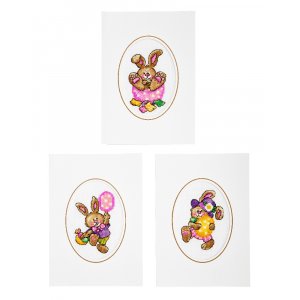 Borduurpakket Kort - Paashaas 3-pack Borduurpakket Kort - Paashaas 3-pack