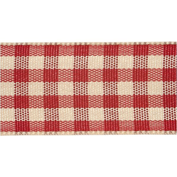 Geruit lint - oud rood/wit - 25 meter Geruit lint - oud rood/wit - 25 meter