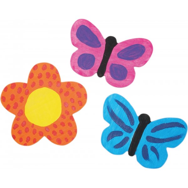 Houten figuren vlinders & bloemen - 12 st Houten figuren vlinders & bloemen - 12 st