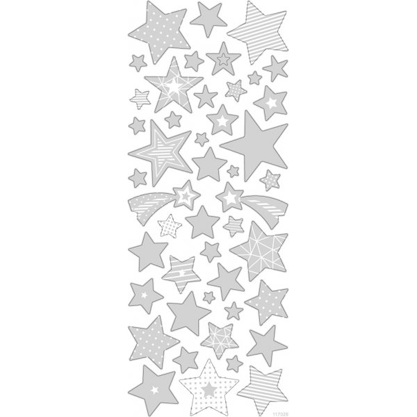 Stickers - zilver - sterren - 10 x 24 cm Stickers - zilver - sterren - 10 x 24 cm