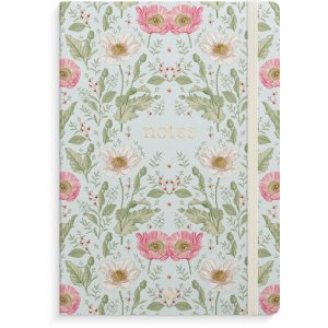 Notitieboek Deluxe A5 met blauwe bloemenlijnen