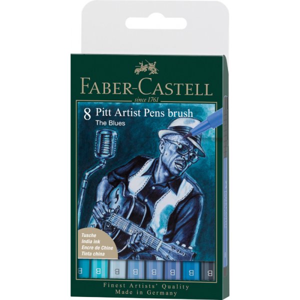 Tekenpennenset - Faber-Castell - Pitt Artist - Blauw - 8 pennen (5F)