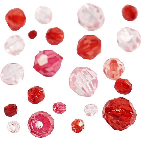 Harmony gefacetteerde kunststof kralen - gemengd - rode harmonie - 45 gr Harmony gefacetteerde kunststof kralen - gemengd - rode harmonie - 45 gr