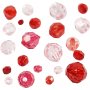 Harmony gefacetteerde kunststof kralen - gemengd - rode harmonie - 45 gr