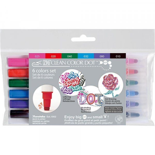 Pigmentpannen ZIG Clean Color Dot - 6 stiften