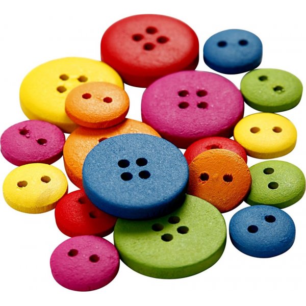 Houten knopen - 12-20 mm - gemengde kleuren - 360 st