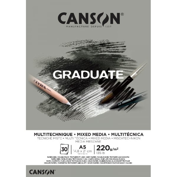 Graduate Mixedmedia blok 220g 30 vellen - Grijs
