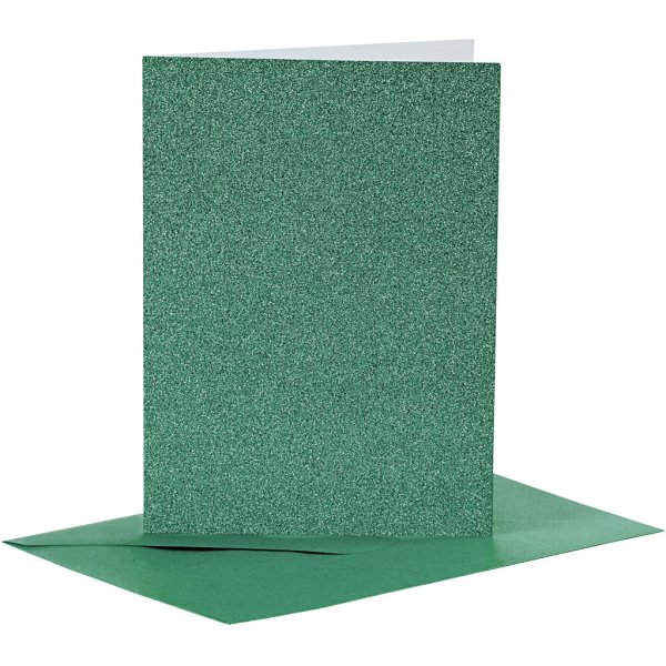 Kaarten en enveloppen - groen - glitter - 4 sets Kaarten en enveloppen - groen - glitter - 4 sets