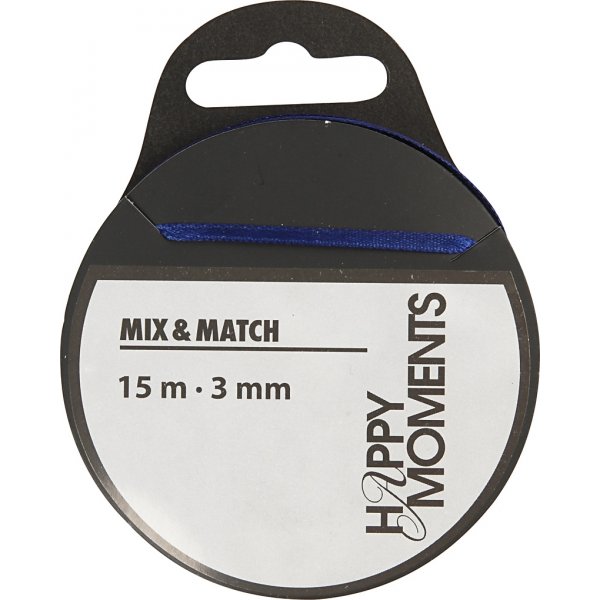 Satijnen lint - donkerblauw - B3 mm - 15 m Satijnen lint - donkerblauw - B3 mm - 15 m