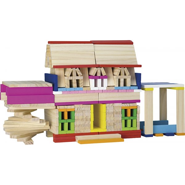 VIGA creatieve houten blokken - gemengde kleuren - 250 stuks VIGA creatieve houten blokken - gemengde kleuren - 250 stuks