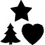 Papierpons - rood - ster - hart - kerstboom - 3 st