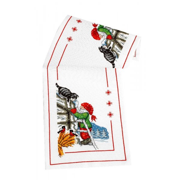 Borduurpakket Runner - Kerstman help cat