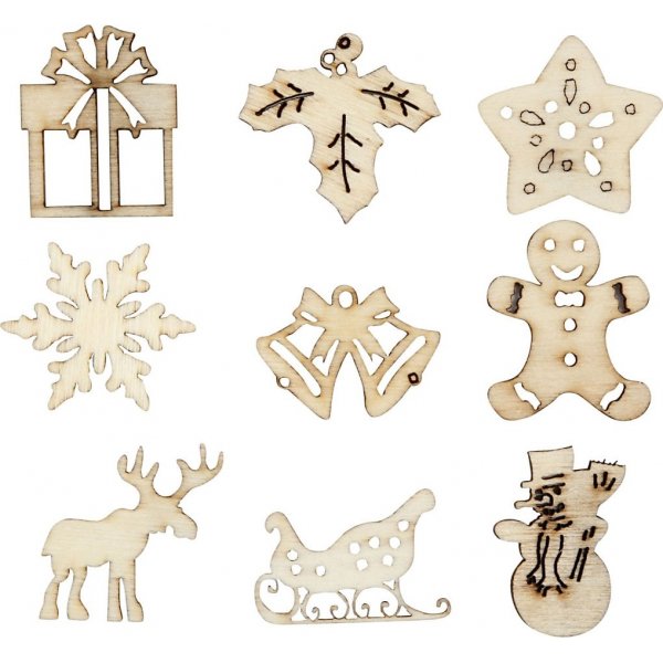Houten decoraties - Kerstmis - 45 st