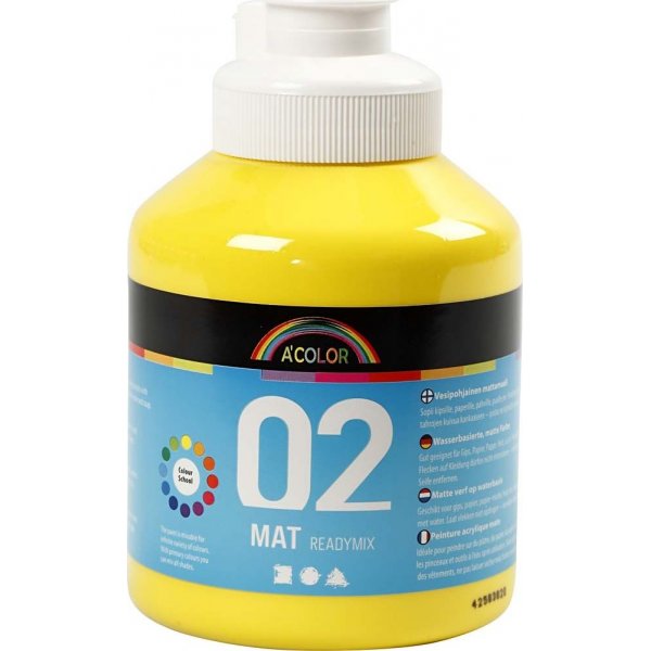 Schoolverf - Acryl - primair geel - mat - 500 ml