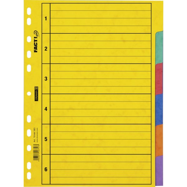 Index voor ringband - A4 hardboard - 6 tabs