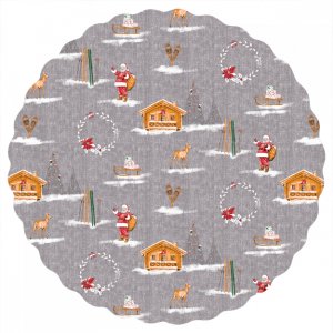 Dekzeil PVC Rond Kerstman - Grijs