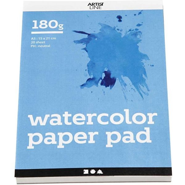 Aquarelblok - wit - A5 - 180 gr - 20 vellen Aquarelblok - wit - A5 - 180 gr - 20 vellen