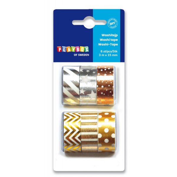 Washitape Metaal 6-pack