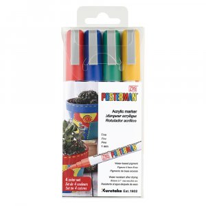 Markerpen ZIG Posterman PMA-20 1 mm 4 kleuren Markerpen ZIG Posterman PMA-20 1 mm 4 kleuren
