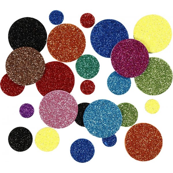 Decoratieve rubberen cirkels - gemengde glitterkleuren - 150 st