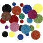 Decoratieve rubberen cirkels - gemengde glitterkleuren - 150 st