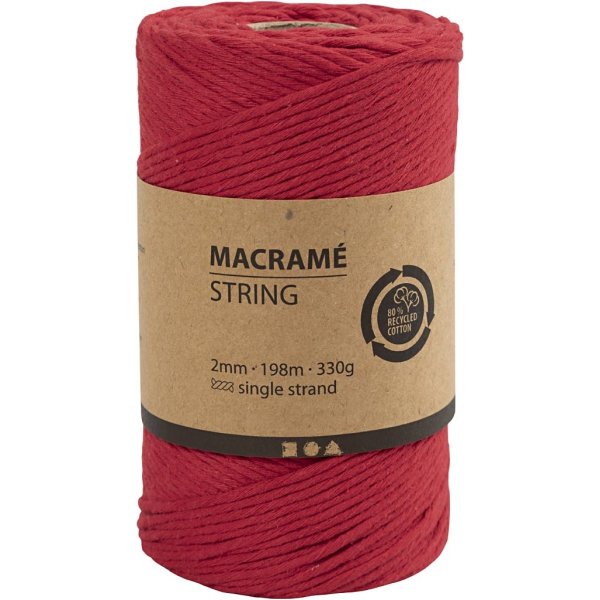 Macramégaren - rood - Ø2 mm - 198 m Macramégaren - rood - Ø2 mm - 198 m