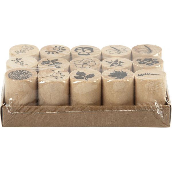 Deco Art Stempelset - bloemen en bladeren - 15 st Deco Art Stempelset - bloemen en bladeren - 15 st
