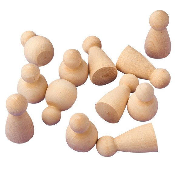 Houten figuren 50 stuks 40 & 47 mm
