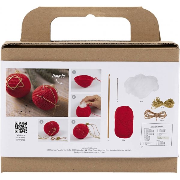 DIY Kit Haken - rood - Kerstboomballen DIY Kit Haken - rood - Kerstboomballen