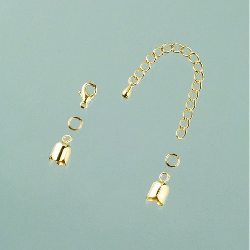 Sluitstuk tulp 6 mm - verguld 1 paar met ketting