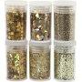 Glitter en pailletten - goud - 6 x 5 gr