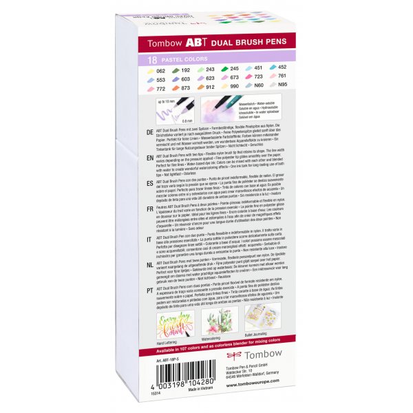 Tombow ABT Dual Brush Pen Pastel 18-pack Tombow ABT Dual Brush Pen Pastel 18-pack
