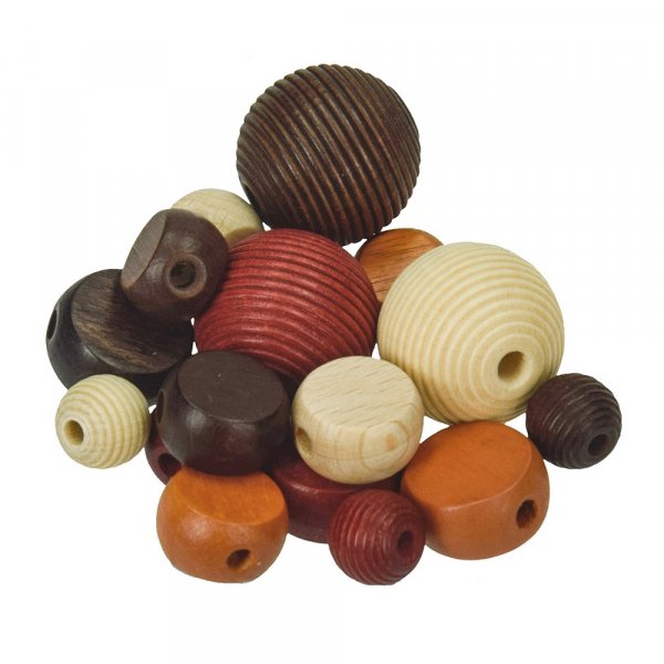 Houten kralen - bruin mix 25 st. kleur-vorm mix