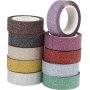 Glittertape/washite tape - gemengde kleuren - 10 x 6 m