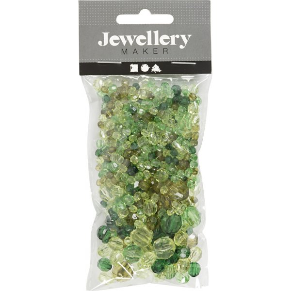 Harmony kunststof facetkralen - gemengd - groen - 45 gr Harmony kunststof facetkralen - gemengd - groen - 45 gr