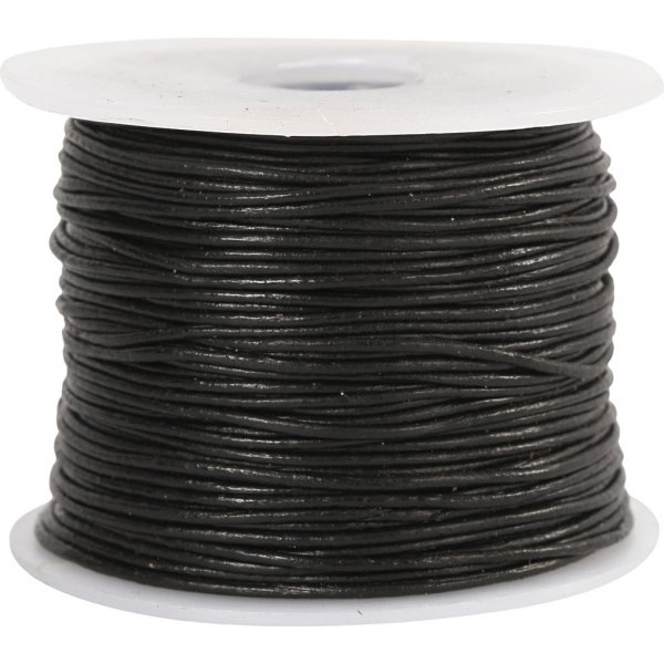Leren koord - zwart - 1 mm - 50 m Leren koord - zwart - 1 mm - 50 m