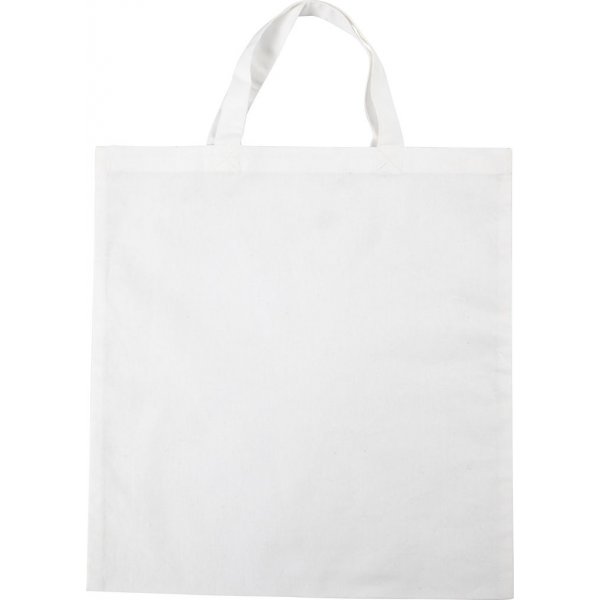 Stoffen tas met kort hengsel - wit - 20 st