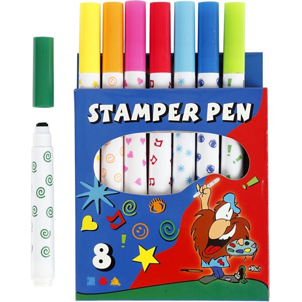 Stempelinkt - gemengde kleuren - 8 st