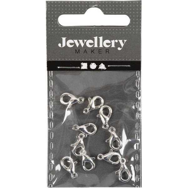 Karabijnhaak - verzilverd - 10 st Karabijnhaak - verzilverd - 10 st