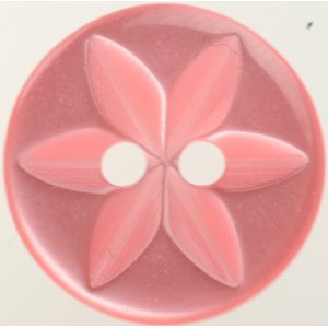 Knoop Rond 2-gaats 14 mm 8st - Roze met bloem Knoop Rond 2-gaats 14 mm 8st - Roze met bloem