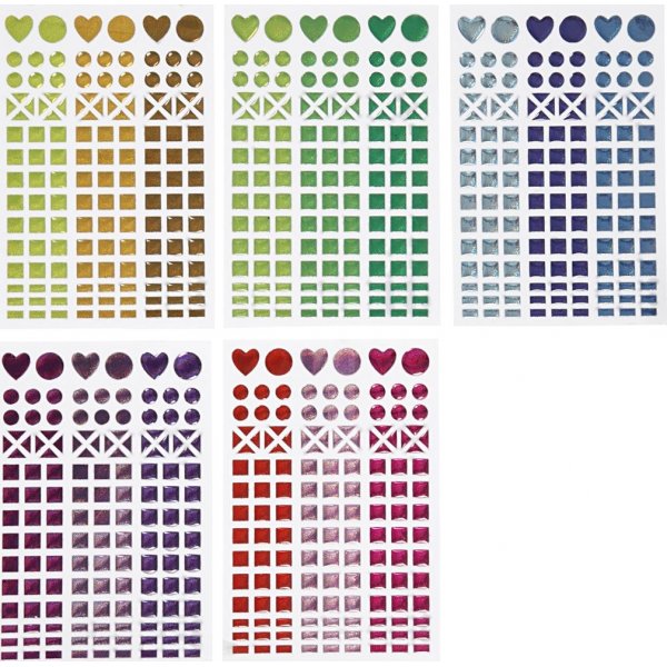 Stickers voor mozaek - gemengde kleuren - 10 vellen