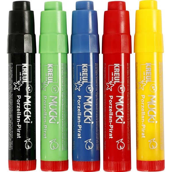 Mucki Glas- en porseleinstift - gemengde kleuren - 5 st Mucki Glas- en porseleinstift - gemengde kleuren - 5 st