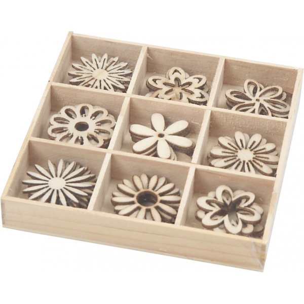 Houten decoraties - Bloemen - 45 st Houten decoraties - Bloemen - 45 st