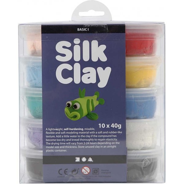 Silk Clay® - gemengde kleuren - Basis 1 - 10 x 40 gr Silk Clay® - gemengde kleuren - Basis 1 - 10 x 40 gr
